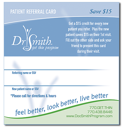 Referral Card - $15 Off a New Patient Visit  Code:RC